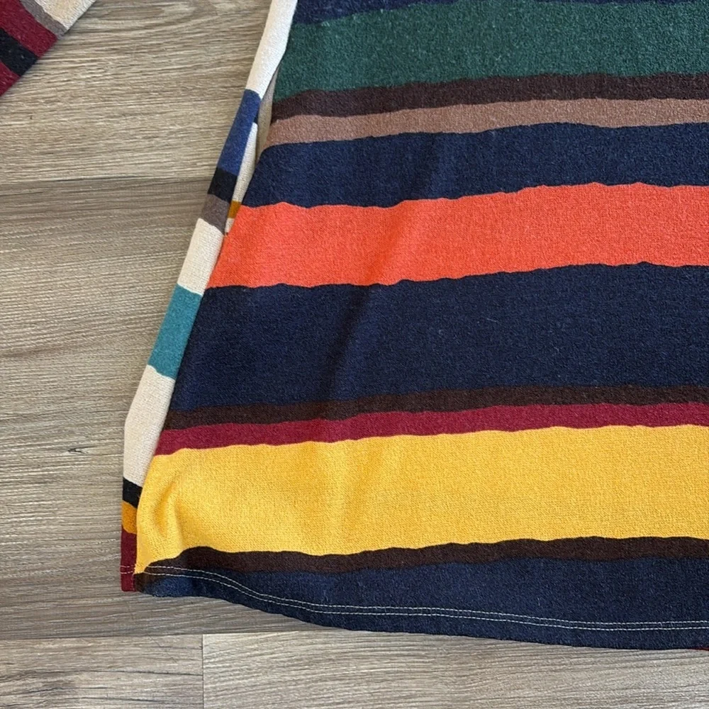 Gorilla Cat Women's Medium‎ Tunic Top or Short Dress Tan Burgundy Stripe Retro - Picture 3 of 9